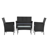 Outdoor Furniture Wicker Set Chair Table Dark Grey 4pc