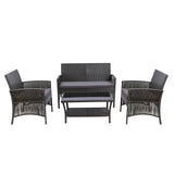 Outdoor Furniture Set Wicker Cushion 4pc Dark Grey