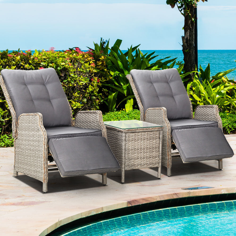 Recliner Chairs Outdoor Sun lounge Setting Patio Furniture Wicker