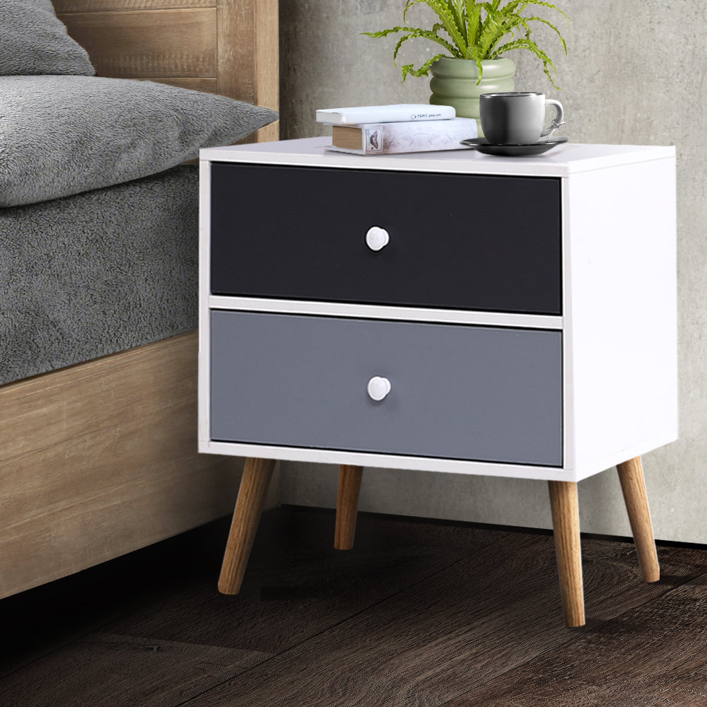 Scandinavian-Inspired Bedside Table – Two-Tone Wooden Nightstand