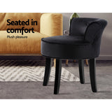 Black Velvet Abella Vanity Stool