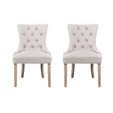 2x Dining Chair Beige French Provincial Chairs Wooden Fabric Retro Cafe