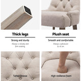 2x Dining Chair Beige French Provincial Chairs Wooden Fabric Retro Cafe