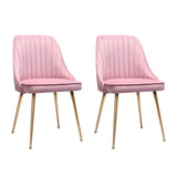 2x Dining Chairs Retro Velvet Pink