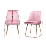 2x Dining Chairs Retro Velvet Pink