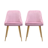 2x Dining Chairs Retro Velvet Pink