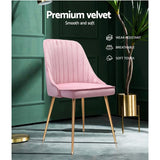 2x Dining Chairs Retro Velvet Pink